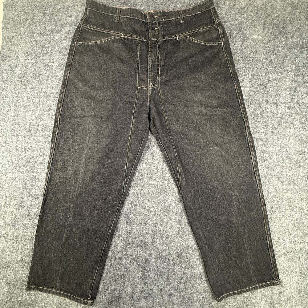 Vintage Marithe Francois Girbaud Jeans 40x30 Baggy Black Carpenter Y2K